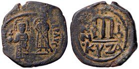 BIZANTINE - Focas (602-610) - Follis (Cizico) - Focas e Leonzia stanti di fronte /R Lettera M sormontata da croce Ratto 1261/3; Sear 639 (AE g. 12,31)...