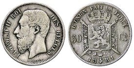 ESTERE - BELGIO - Leopoldo II (1865-1909) - 50 Centesimi 1881 Kr. 26 R AG
qBB/BB
