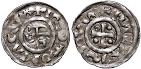 ESTERE - FRANCIA - Riccardo I Duca di Normandia (943-996) - Denaro - RICARDVS Croce e quattro globetti /R +ROTOMAGV Monogramma di Ugo di Rouen (AG g. ...