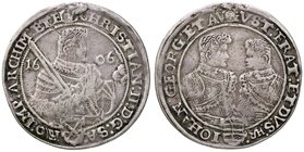 ESTERE - GERMANIA - SASSONIA - Cristiano II, Johan Georg I e August (1591-1611) - Tallero 1606 Dav. 7566 AG Da montatura
meglio di MB
