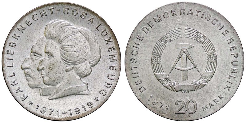 ESTERE - GERMANIA - Repubblica Democratica (1949-1990) - 20 Marchi 1971 - Liebkn...