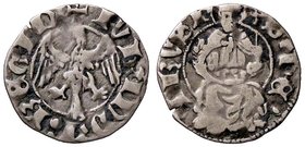 ZECCHE ITALIANE - L'AQUILA - Giovanna II d'Angiò Durazzo (1414-1435) - Cella - Aquila spiegata /R Il Santo benedicente CNI 63/97; MIR 59 R (AG g. 0,78...