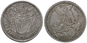 ZECCHE ITALIANE - BOLOGNA - Pio VI (1775-1799) - Mezzo scudo romano 1778 A. IIII CNI 33; Munt. 207 var. I RR AG
BB+/BB