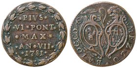 ZECCHE ITALIANE - BOLOGNA - Pio VI (1775-1799) - Mezzo baiocco 1781 A. VII CNI 139; Munt. 263 R CU
qBB
