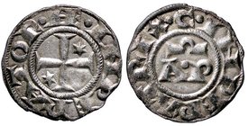 ZECCHE ITALIANE - BRINDISI - Enrico VI e Costanza (1195-1196) - Denaro - Croce patente con stelletta nel 2° e 3° quarto /R Lettere A P e sopra omega S...