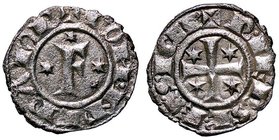 ZECCHE ITALIANE - BRINDISI - Federico II (1197-1250) - Denaro (1249) - F con tre stellette /R Croce con 4 stellette Spahr 148; MIR 298 NC (MI g. 0,89)...