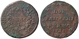 ZECCHE ITALIANE - FERMO - Repubblica Romana (1798-1799) - 2 Baiocchi 1798 Pag. 36/42; Mont. 8/13 R CU
MB-BB