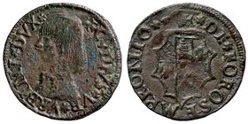 ZECCHE ITALIANE - FOSSOMBRONE - Guidobaldo I (1482-1508) - Quattrino - Testa piccola e lunga capigliatura a s. /R Stemma ennagonale Biaggi 819; Cav. 1...
