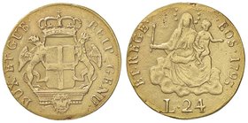 ZECCHE ITALIANE - GENOVA - Dogi Biennali (terza fase, 1637-1797) - 24 Lire 1795 CNI 2; Mont. 35 RRR (AU g. 4,76) Da montatura
MB