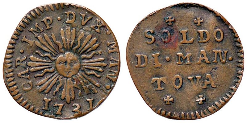 ZECCHE ITALIANE - MANTOVA - Carlo VI d'Asburgo (1707-1740) - Soldo 1731 CNI 2/3;...