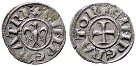 ZECCHE ITALIANE - MESSINA - Enrico VI e Costanza (1195-1196) - Denaro - Croce patente /R Aquila con testa volta a s. Spahr 27/29; MIR 55 (MI g. 0,73)...