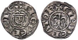 ZECCHE ITALIANE - MESSINA - Monetazione a nome di Enrico e Federico (1196-1197) - Denaro - Aquila ad ali spiegate /R Testa frontale coronata Spahr 32;...