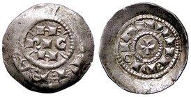 ZECCHE ITALIANE - MILANO - Enrico III, IV o V di Franconia (1039-1125) - Denaro scodellato - IMPERATOR, monogramma /R MEDIOLANV, croce MIR 46 (AG g. 0...