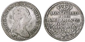 ZECCHE ITALIANE - MILANO - Giuseppe II d'Asburgo-Lorena (1780-1790) - Lira del Giuramento 1781 CNI 8; Mont. 108 R AG
MB-BB