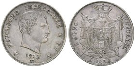 ZECCHE ITALIANE - MILANO - Napoleone I, Re d'Italia (1805-1814) - 5 Lire 1812 Pag. 30; Mont. 226 AG Puntali aguzzi Tracce di pulitura
BB-SPL