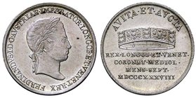ZECCHE ITALIANE - MILANO - Ferdinando I d'Asburgo-Lorena (1835-1848) - Mezza lira 1838 Crippa 8/D; MIR 522/4 AG Gettone dell'incoronazione
qFDC/FDC