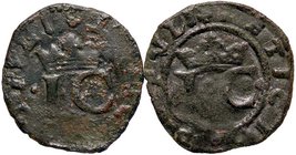 ZECCHE ITALIANE - NAPOLI - Giovanna la Pazza e Carlo d'Austria (1516-1519) - Sestino - I C coronate /R Croce potenziata P.R. 3; MIR 122 AE Un esemplar...