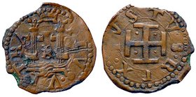 ZECCHE ITALIANE - NAPOLI - Carlo V (1516-1556) - Cavallo - Due colonne sulle onde /R Croce di Gerusalemme P.R. 47; MIR 156 (AE g. 1,44)
BB+