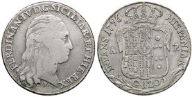 ZECCHE ITALIANE - NAPOLI - Ferdinando IV di Borbone (primo periodo, 1759-1799) - Piastra 1796 P.R. 62; Mont. 214 AG
MB-BB
