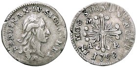 ZECCHE ITALIANE - NAPOLI - Ferdinando IV di Borbone (primo periodo, 1759-1799) - Carlino 1798 Gig. 110a RR AG Due punti tra SICIL e REX
BB
