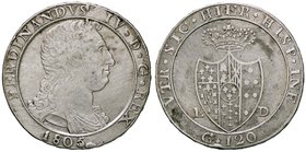ZECCHE ITALIANE - NAPOLI - Ferdinando IV di Borbone (secondo periodo, 1799-1805) - Piastra 1805 Mont. 348/351 AG Tracce di pulitura
qBB