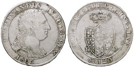 ZECCHE ITALIANE - NAPOLI - Ferdinando IV di Borbone (secondo periodo, 1799-1805) - Piastra 1805 Mont. 348/351 AG Tracce di pulitura
qBB