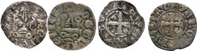SAVOIA - Isabella de Villehardouin (1297-1301) - Denaro tornese - Croce patente /R Castello tornese MI Lotto di 2 monete, una con frattura di conio
M...