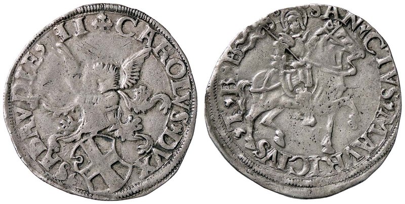 SAVOIA - Carlo II il Buono (1504-1553) - Cornuto debole - Stemma a targa intagli...