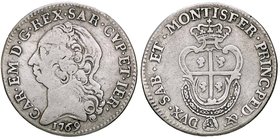 SAVOIA - Carlo Emanuele III (1730-1773) - Quarto di scudo sardo 1769 Mont. 258; MIR 960b NC AG
MB
