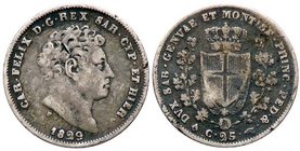 SAVOIA - Carlo Felice (1821-1831) - 25 Centesimi 1829 T Pag. 123; Mont. 125 RR AG
BB/qBB