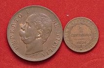 SAVOIA - Carlo Felice (1821-1831) - Centesimo 1826 T (P) Pag. 133; Mont. 139 CU Assieme a 10 centesimi 183 BI - Lotto di 2 monete
BB÷qFDC