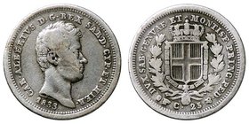 SAVOIA - Carlo Alberto (1831-1849) - 25 Centesimi 1833 T Pag. 332; Mont. 206 R AG
meglio di MB