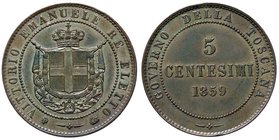 SAVOIA - Vittorio Emanuele II Re eletto (1859-1861) - 5 Centesimi 1859 BI Pag. 445; Mont. 123 CU
SPL