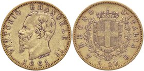 SAVOIA - Vittorio Emanuele II Re d'Italia (1861-1878) - 20 Lire 1861 T Pag. 455; Mont. 131 R AU
qBB