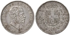 SAVOIA - Vittorio Emanuele II Re d'Italia (1861-1878) - 5 Lire 1870 R Pag. 491; Mont. 173 R AG Colpetti
BB+