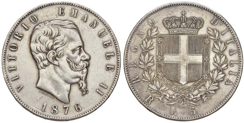 SAVOIA - Vittorio Emanuele II Re d'Italia (1861-1878) - 5 Lire 1876 R Pag. 501; ...