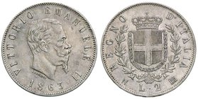 SAVOIA - Vittorio Emanuele II Re d'Italia (1861-1878) - 2 Lire 1863 N Stemma Pag. 506; Mont. 196 AG
qSPL