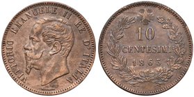 SAVOIA - Vittorio Emanuele II Re d'Italia (1861-1878) - 10 Centesimi 1863 Pag. 540; Mont. 231 CU
BB+