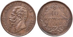 SAVOIA - Vittorio Emanuele II Re d'Italia (1861-1878) - 10 Centesimi 1866 M Pag. 541; Mont. 233 CU Colpetto
SPL