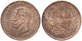 SAVOIA - Vittorio Emanuele II Re d'Italia (1861-1878) - 10 Centesimi 1866 N Pag. 542; Mont. 234 CU
qSPL