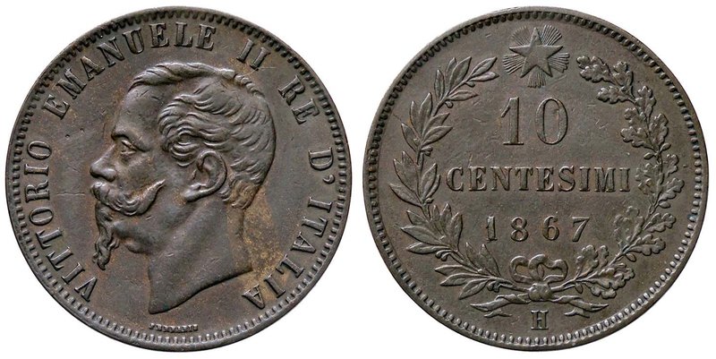 SAVOIA - Vittorio Emanuele II Re d'Italia (1861-1878) - 10 Centesimi 1867 H Pag....