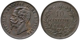 SAVOIA - Vittorio Emanuele II Re d'Italia (1861-1878) - 10 Centesimi 1867 H Pag. 549; Mont. 245 CU
qSPL