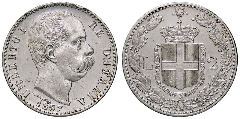 SAVOIA - Umberto I (1878-1900) - 2 Lire 1897 Pag. 598; Mont. 43 AG Colpetto
BB-...