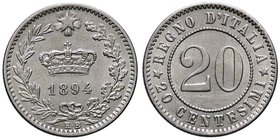 SAVOIA - Umberto I (1878-1900) - 20 Centesimi 1894 KB Pag. 611; Mont. 58 NI
qFDC