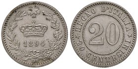 SAVOIA - Umberto I (1878-1900) - 20 Centesimi 1894 KB Pag. 611; Mont. 58 NI
qFDC