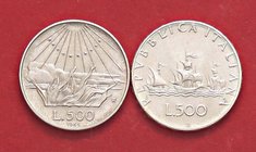 REPUBBLICA ITALIANA - Repubblica Italiana (monetazione in lire) (1946-2001) - 500 Lire 1965 Caravelle e Dante AG Lotto di 2 monete
FDC