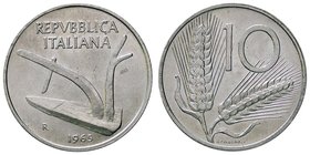 REPUBBLICA ITALIANA - Repubblica Italiana (monetazione in lire) (1946-2001) - 10 Lire 1965 Mont. 14 IT Segno al ciglio
qFDC/FDC