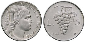 REPUBBLICA ITALIANA - Repubblica Italiana (monetazione in lire) (1946-2001) - 5 Lire 1949 Mont. 7 IT
FDC/qFDC