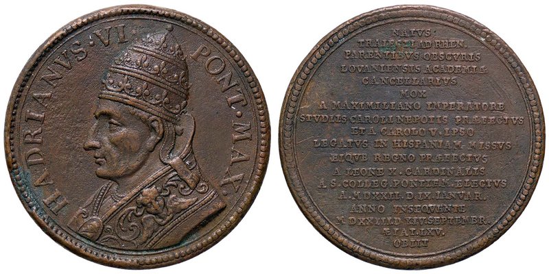 MEDAGLIE - PAPALI - Adriano VI (1522-1523) - Medaglia - Busto a s. /R Scritta AE...
