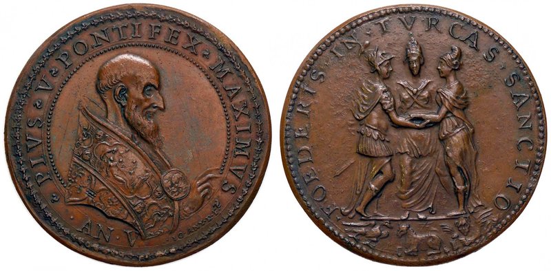 MEDAGLIE - PAPALI - Pio V (1566-1572) - Medaglia A. V - Alleanza contro i turchi...